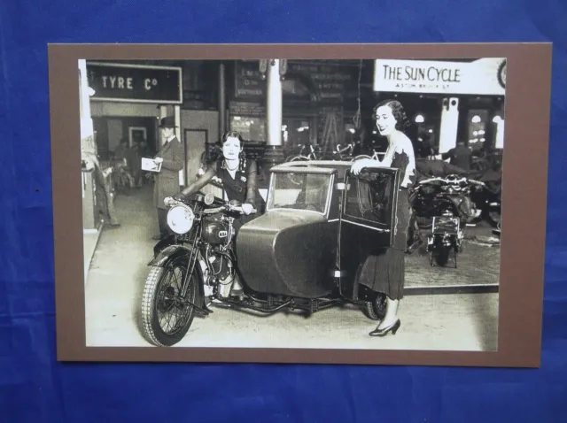 The Nostalgia Postcard - The Motorcycle Show, Olympia 1930 - Bsa Sidecar