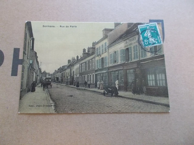 51 Dormans Marne Rue De Paris Vue Differente 1910 Animees Attelage Commerces