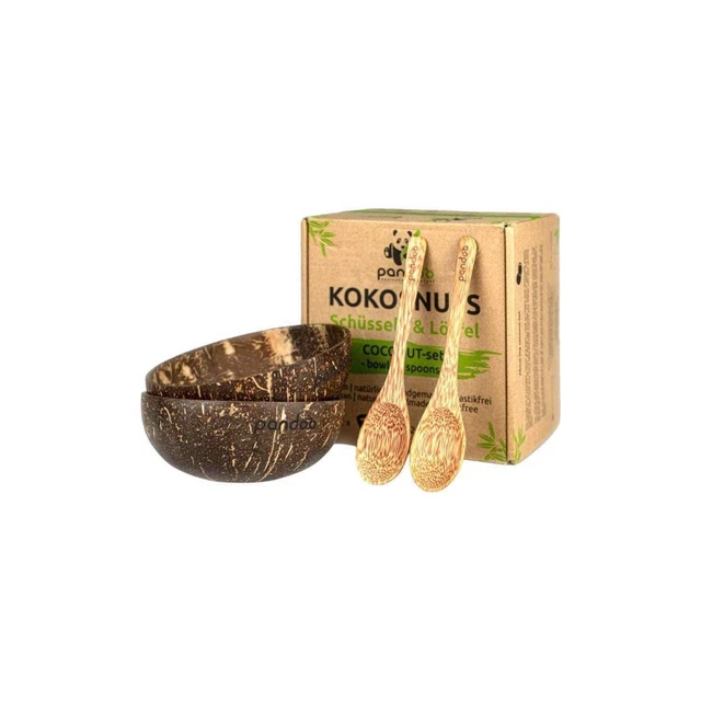 Pandoo Kokosnuss-Set, 2 Schüsseln, 2 Löffel