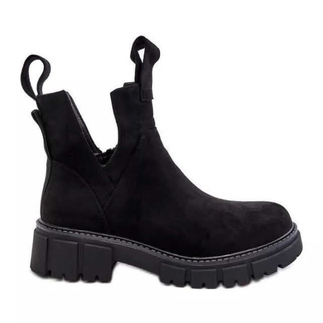 Cut Out Worker Boots Black Heaven