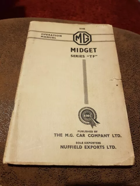 MG Midget TF Original Factory Operation Instruction Manual Owners Handbook 1953