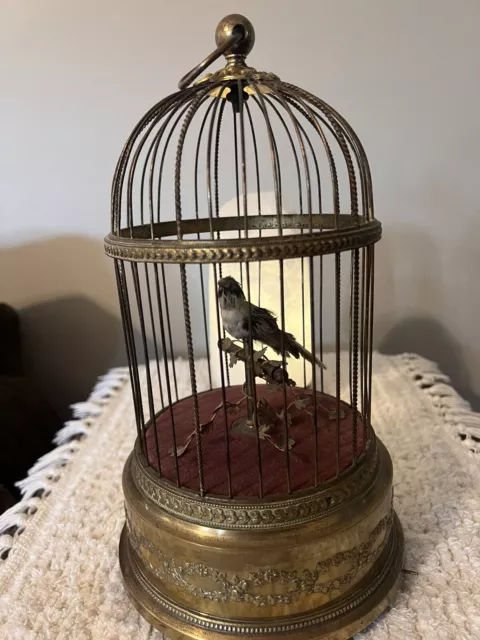 Antique French Bontems Singing Bird Cage Bird Automaton Music Box 