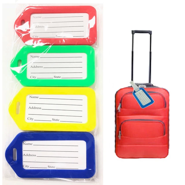 4 Luggage Tag Label ID Address Name Suitcase Baggage Cabin Bag Travel Handbag