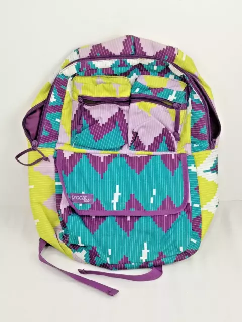 Puma Procat Backpack Purple Green Yellow Multicolor Polyester Sports Bookbag