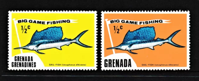 MNH Set of 2 stamps "Series: Big Game Fishing - Sail Fish" Grenada 1975