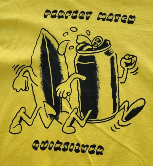 Quiksilver T-shirt Mens Medium Yellow Perfect Match Modern fit Crew Neck