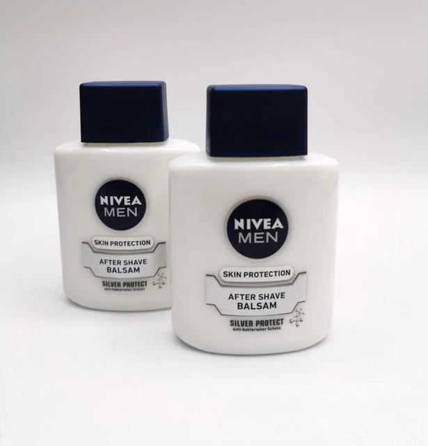 2x Bálsamo protector de la piel plateado protector después del afeitado Nivea para hombre 100 ml