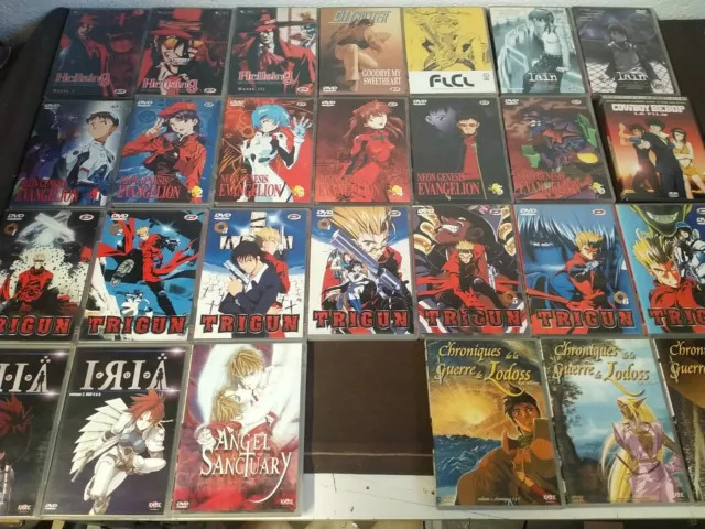 Lot 27 DVD Manga animés Néon Genesis Iria Trigun Hellsing l'Ain livraison offert