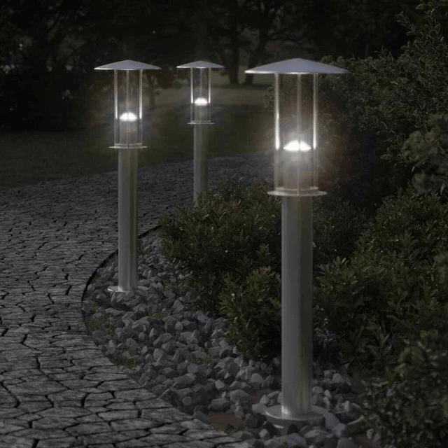 VidaXL Lampada Da Terra Per Esterni 80 Cm – Acciaio Inox Argento Con Diffusore IP44 (E27, Max 60W)