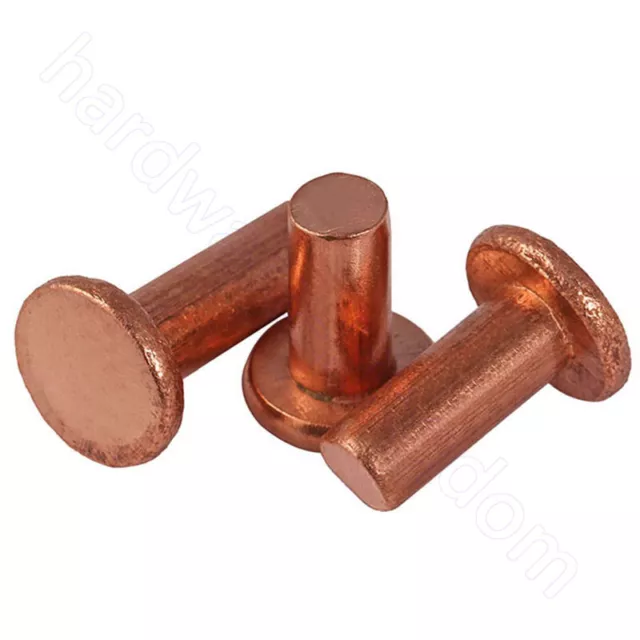 Kupfer Senkkopfnieten Vollnieten Nieten Flat Head Rivets M2 M2.5 M3 M4 M5 M6 M8
