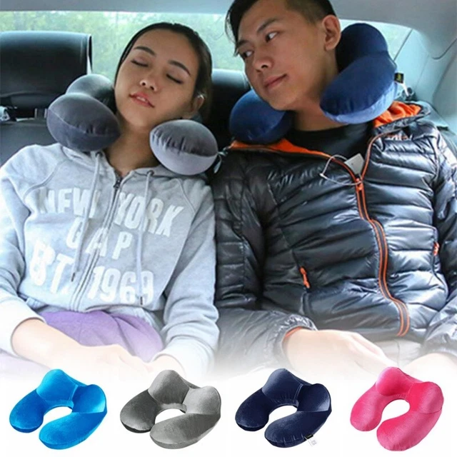 Inflatable U Shaped Travel Neck Pillow Car Flight Head Rest Cushion Portable AU