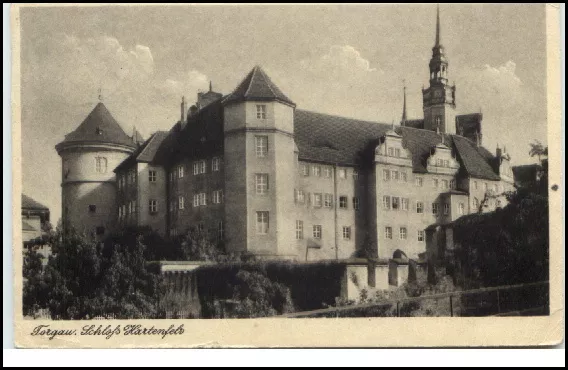 Torgau Sachsen alte DDR Postkarte ~50er/60er Jahre gelaufen Schloß Hartenfels