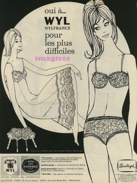 Original Vintage French Lingerie Ad (1960): Wyl / Paslys Paslix / Peter Pan