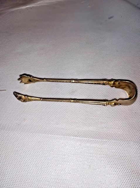 Ancien pince à sucre en métal argenté Poinçon 84g Pattes de lion 14 cm x 2.8 cm