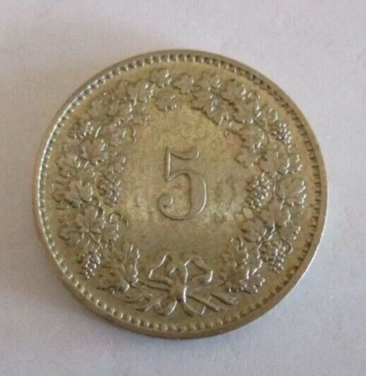 1983 - Five / 5 Swiss Rappen Coin, Switzerland/Helvetica - Libertas - Circulated