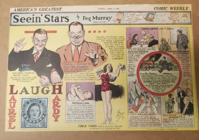 1942 Stan Laurel & Oliver Hardy   Seein' Stars by Feg Murray Comic Strip