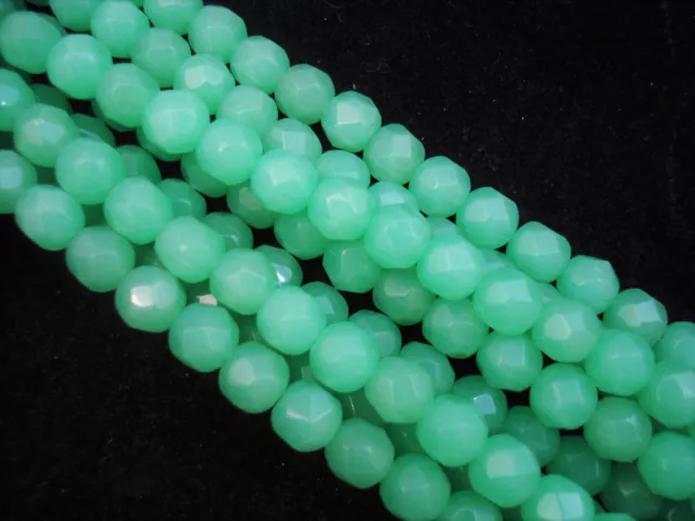 Glass Beads Faceted 8mm Caribbean Green 40cm Strand DIY Bracelets FREE POSTAGE