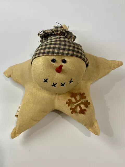 Primitive Style Christmas Tree Ornament Snowman Star Tea Stained