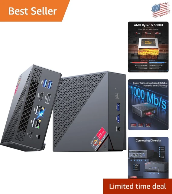 AMD RYZEN 5 5500U Processor Mini Tower PC - 16GB RAM 512GB SSD Windows ...