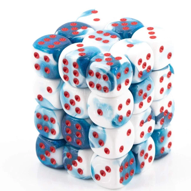 Chessex Says: CHX26857 D6 12mm Gemini Astral Blue-White/Red (36) (US IMPORT)