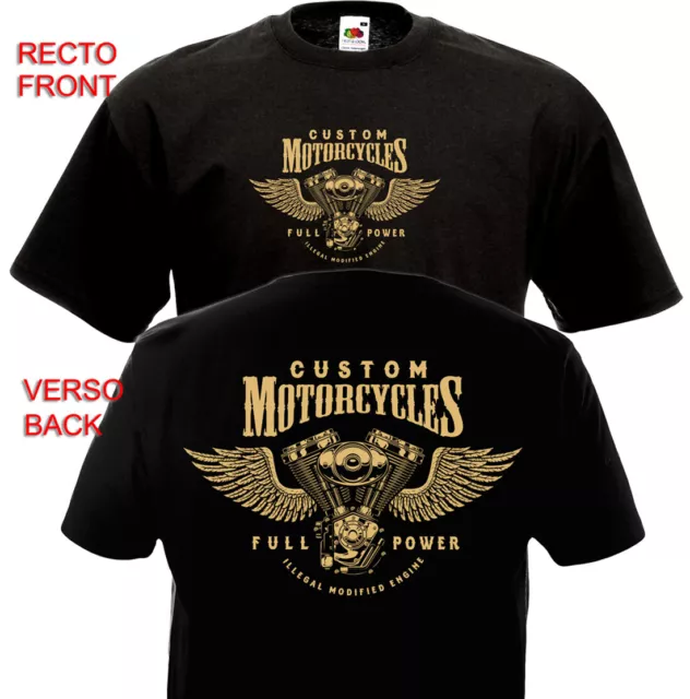 T-shirt  CUSTOM MOTORCYCLES  Engine Chopper Biker Bobber Motard Harley Davidson