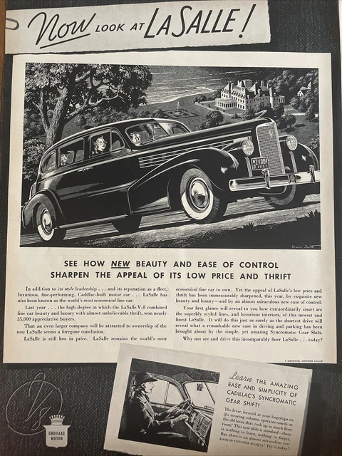 1937 Vintage Cadillac Automobile Print Ad￼, Now Look At LaSalle