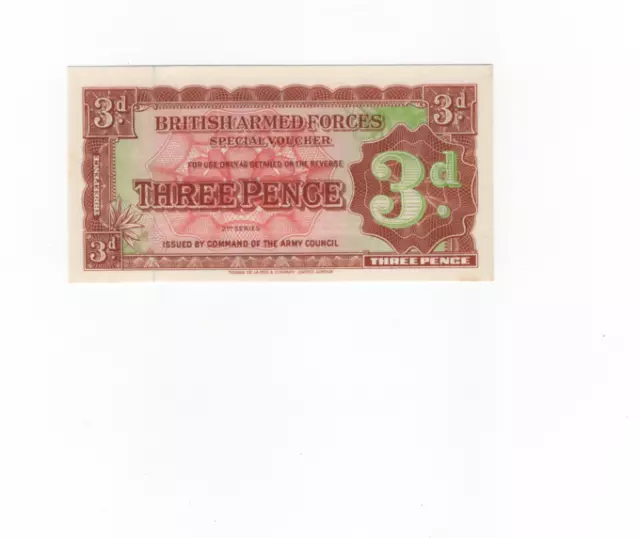 BRITISH ARMED FORCES SPECIAL VOUCHER 1948 THREE PENCE [3d] UNCIRCULATED FREEPOST