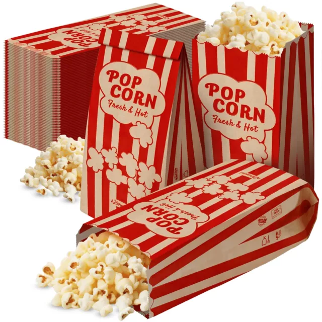 125 Pieces Popcorn Bags Individual Servings - 1.5 oz Vintage Brown and Red St...