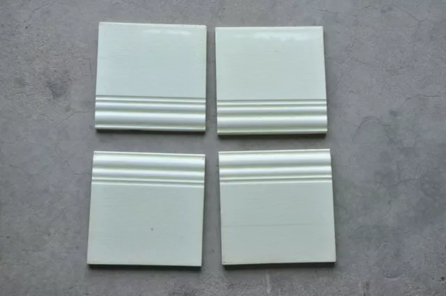 4 Pc Vintage HS Majolica Fine Art Nouveau Architecture Tiles,Japan 2