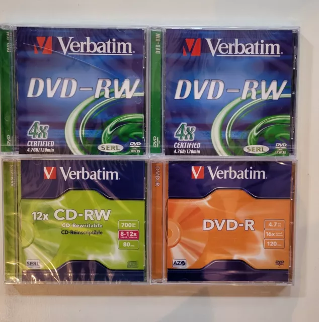 4 DISCS VERBATIM - 2DVD-RW + 1 CD-RW + 1 DVD-R - Jewel case - SIGILLATI NEW