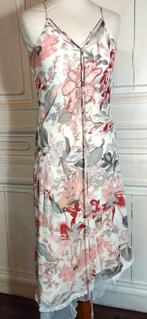 Robe René Derhy Vintage - Motif Floral Multicolore Sur Fond Jaune, Taille M/38, Très Bon état