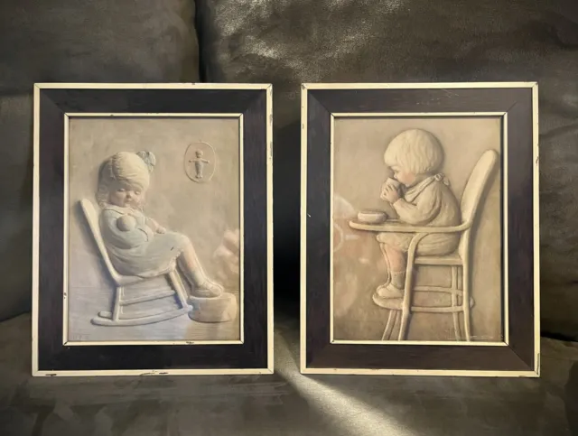 Pair Adorable Mid Century Children Prints.