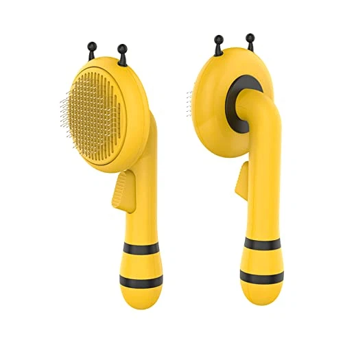Self Cleaning Pet Grooming Brush ，Cute Bee Cat for Shedding, Ylleow