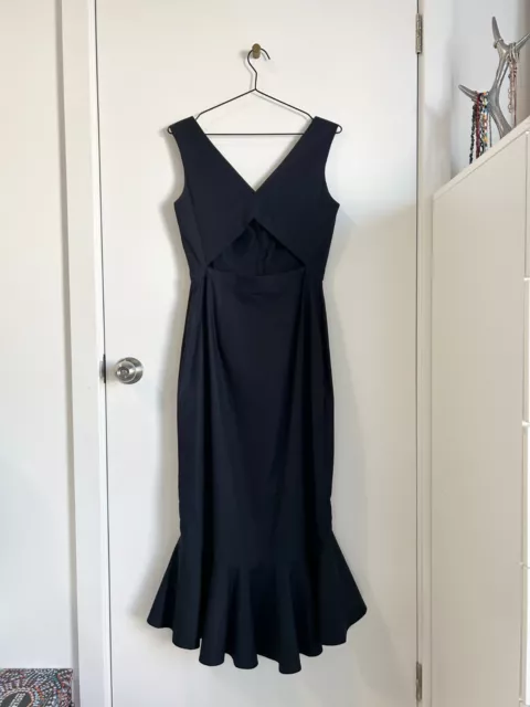 SALONI Zoey Midi Poplin Cutout Dress in Navy size 10 RRP A$900 2