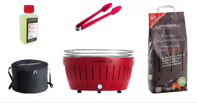 LotusGrill XL Starter-Set XL Grill Feuerrot mit USB-Anschluß