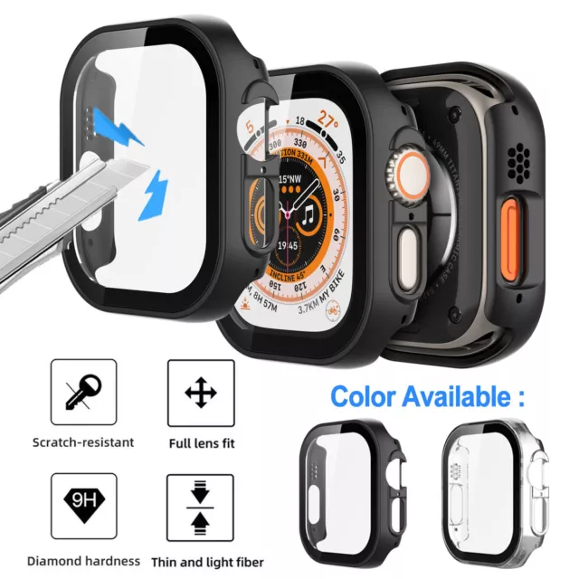 For Apple Watch Series Ultra 49mm Case Glass Full Screen Protector Hard Cover