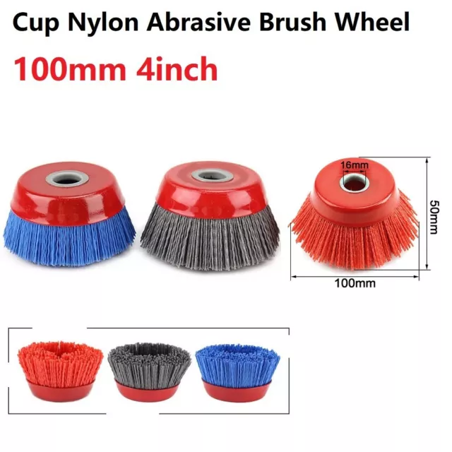 Multi purpose 16mm Arbor Nylon Abrasive Cup Brush Wheel for Tough Applications