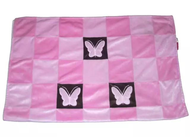 Amy Coe Limited Ed Pink Brown Butterfly Mod Garden Baby Security Blanket 30x40"