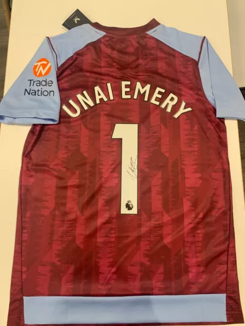 Unai Emery personally hand signed 2023/24 shirt with COA - ASTON VILLA