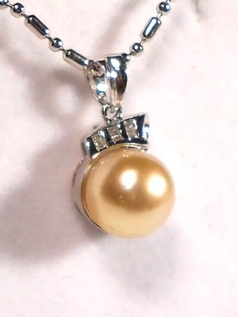 GOLDEN SOUTH SEA pearl pendant, diamonds, solid 14k white gold. $399.20 ...