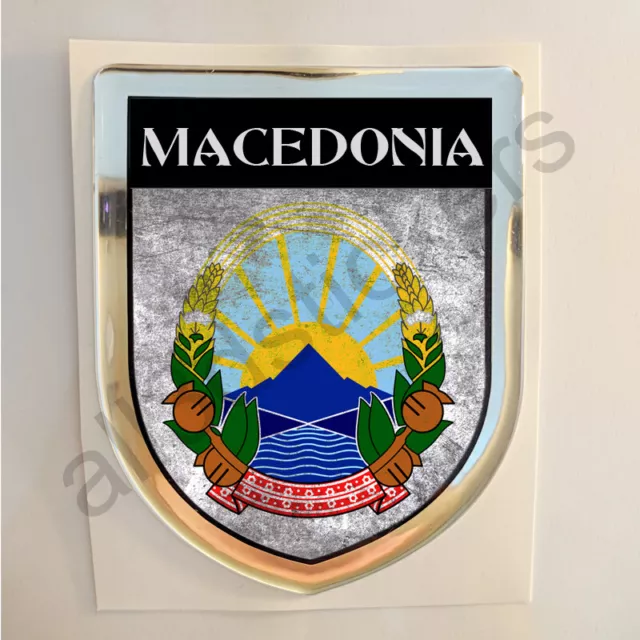 Macedonia Adesivi Scudetto 3D Emblema Stemma Sporco Resinato Adesivo Resinati