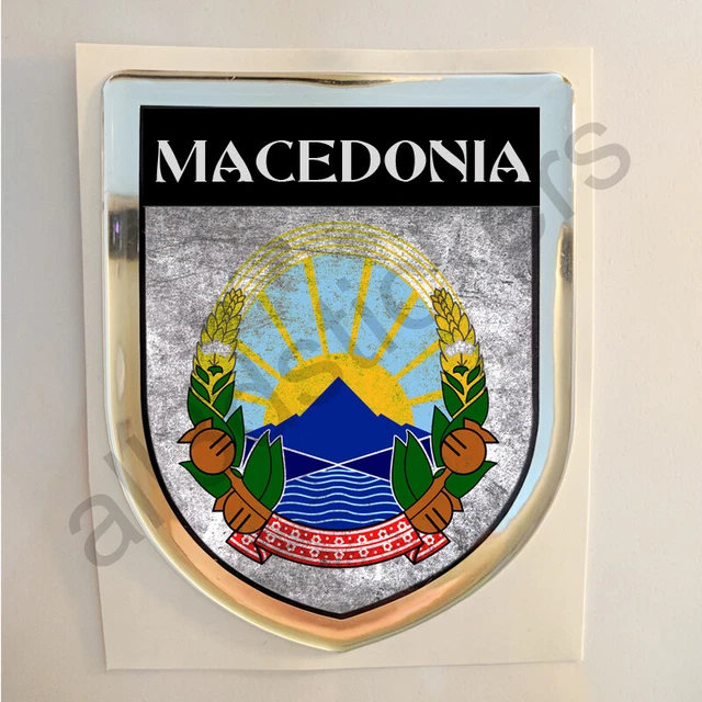 Macedonia Adesivi Scudetto 3D Emblema Stemma Sporco Resinato Adesivo Resinati