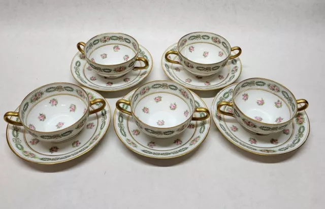 Theodore Haviland Limoges France tea cup & Saucer Rose Swag Gold 10 Pc