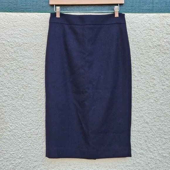 J. Crew No. 2 Pencil skirt navy blue wool 4T tall long