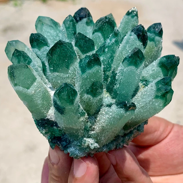 388G A+++New GREEN Phantom Quartz Crystal Cluster Mineral Specimen Healin