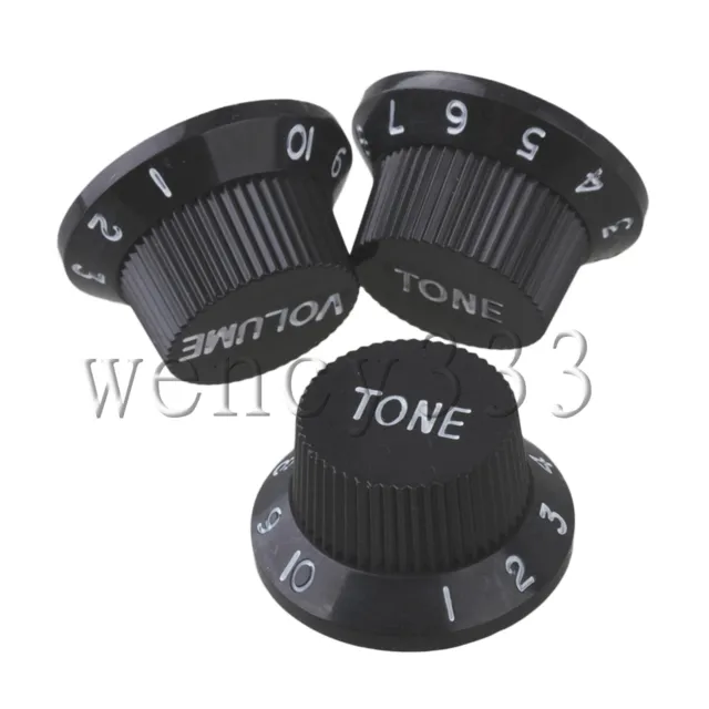 30Sets Black Knob 1 Volume 2 Tone Control Knobs for Electric Guitar White Number