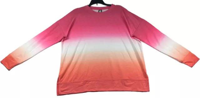 Ideology Shirt Womens size Small Pink Dip Dye Long Sleeve Stretch Casual Top New