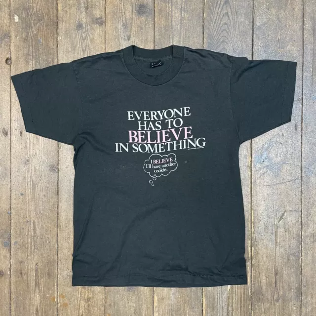 Vintage Graphic T-shirt Everyone Has Something Single Stitch Tee, Black, Mens L