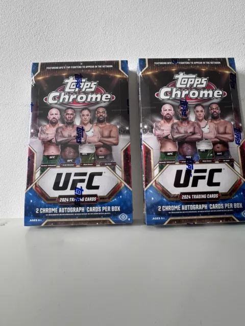 (2) FACTORY SEALED 2024 Topps Chrome UFC Hobby Box LOT MMA 2 Autos PER