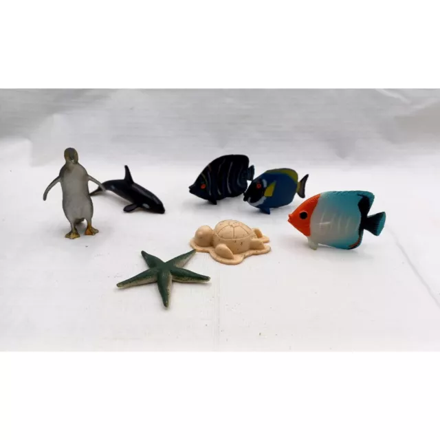 Lot of 7 Ocean Animals Sea Creatures Mini Figures Toys Fishes Starfish Turtle